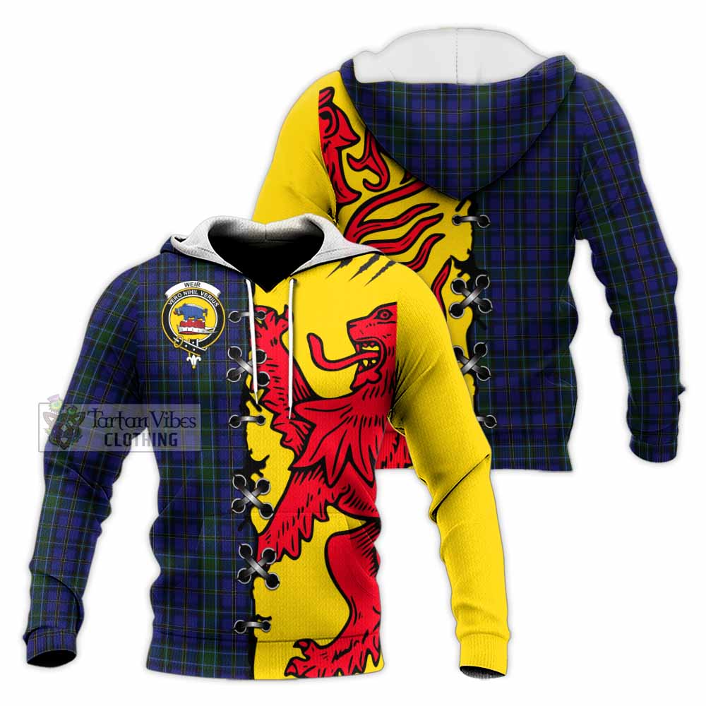 Weir Tartan Family Crest Knitted Hoodie Lion Rampant Honor - Tartan Vibes Clothing