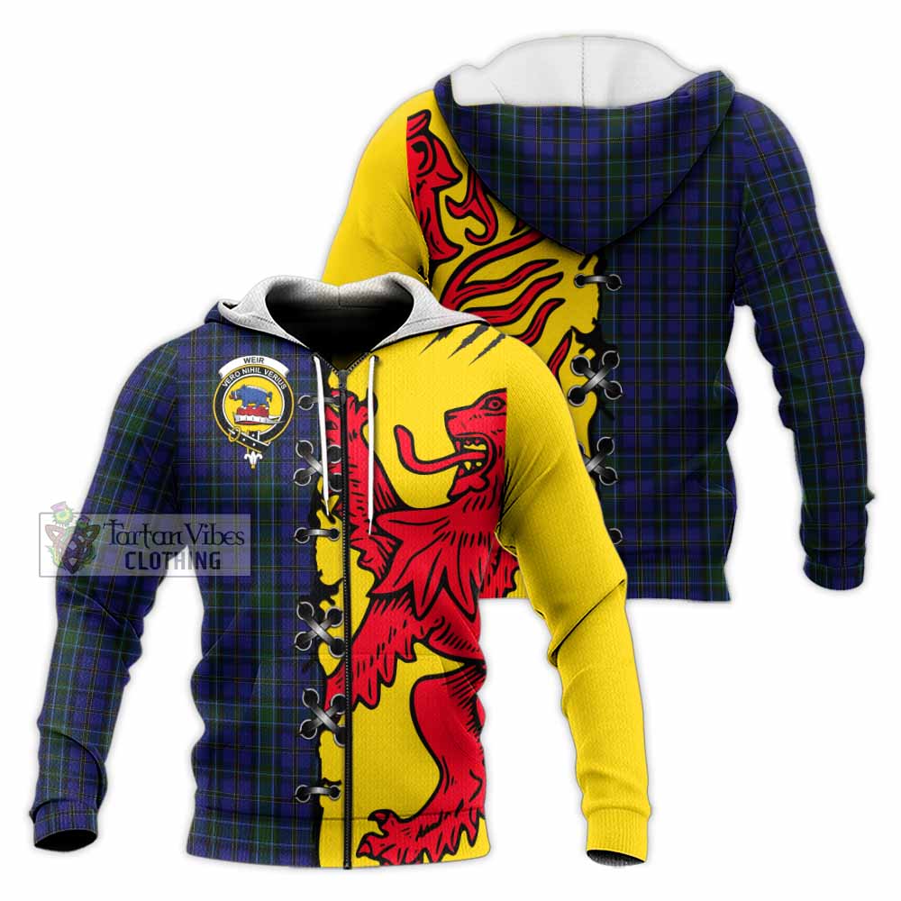 Weir Tartan Family Crest Knitted Hoodie Lion Rampant Honor - Tartan Vibes Clothing