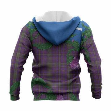 Weir Tartan Family Crest Knitted Hoodie Thistle in Minimalism