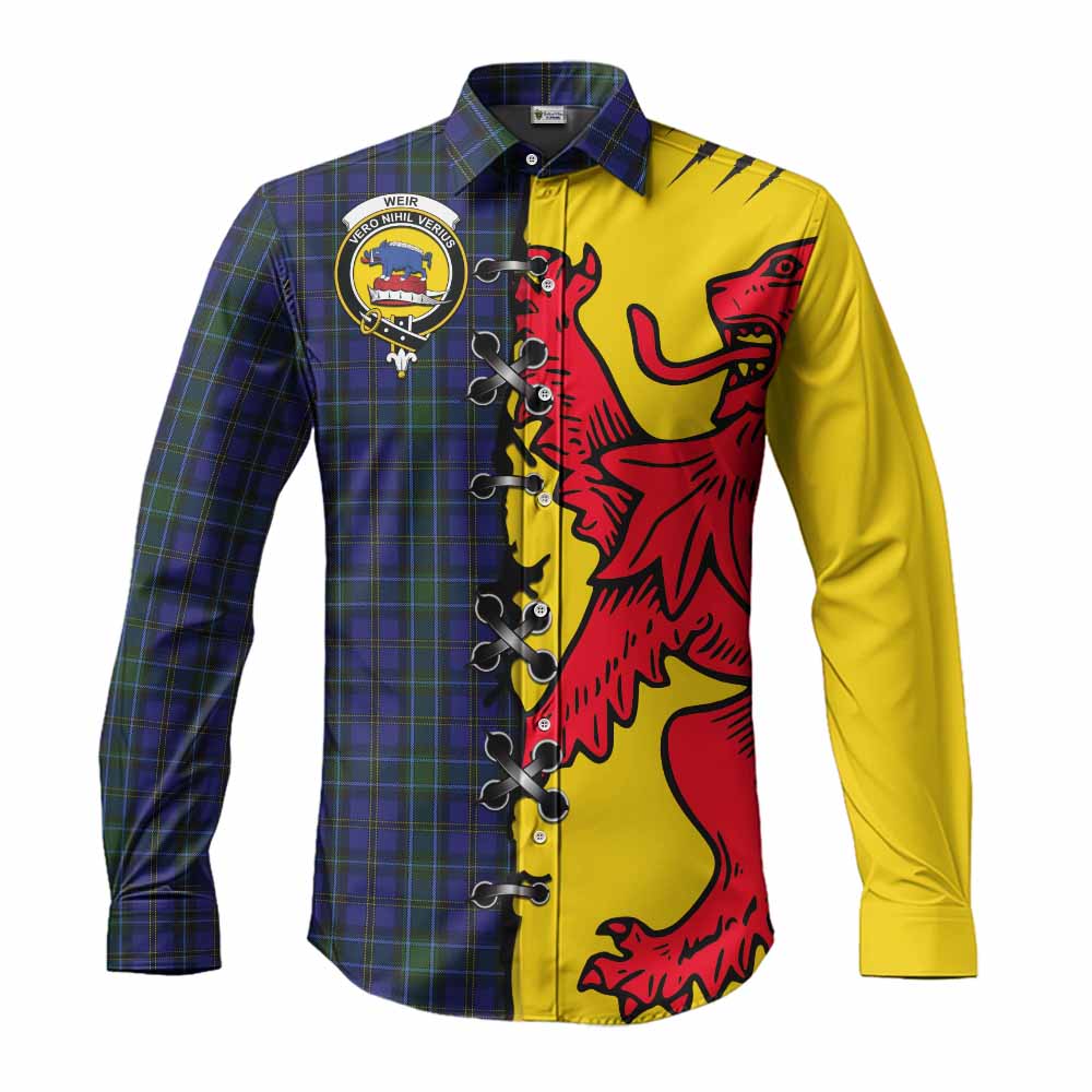 Weir Tartan Family Crest Long Sleeve Button Shirts Lion Rampant Honor - Tartan Vibes Clothing