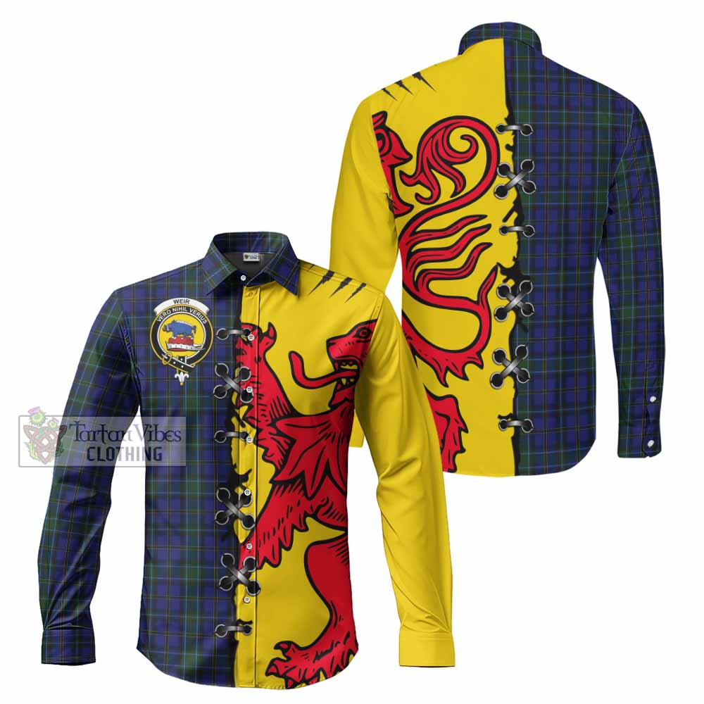 Weir Tartan Family Crest Long Sleeve Button Shirts Lion Rampant Honor - Tartan Vibes Clothing