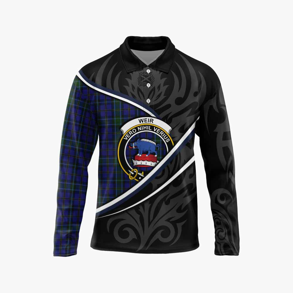 Weir Tartan Family Crest Long Sleeve Polo Shirt Celtic Scottish Thistle Floral - Tartan Vibes Clothing