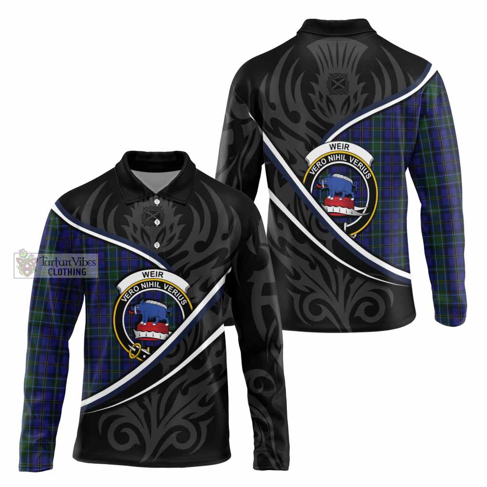 Weir Tartan Family Crest Long Sleeve Polo Shirt Celtic Scottish Thistle Floral - Tartan Vibes Clothing