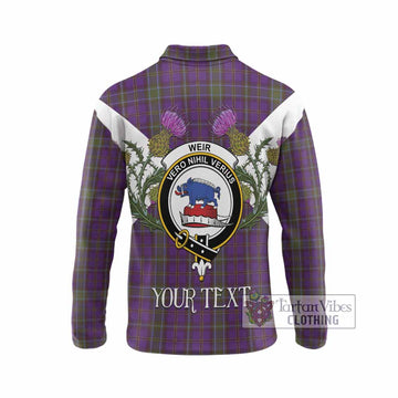 Weir Tartan Family Crest Long Sleeve Polo Shirt Scottish Burns Night Thistle Floral