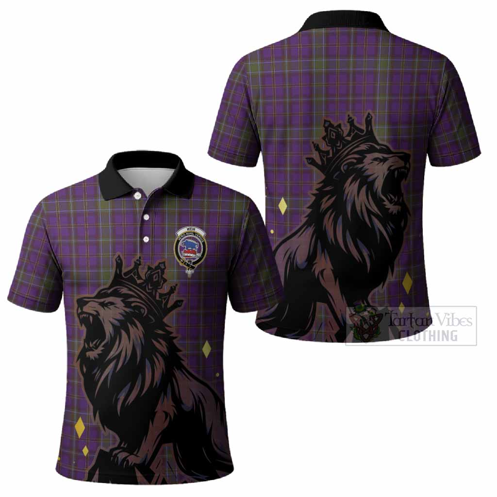 Weir Tartan Family Crest Polo Shirt Crowned Lion Roaring