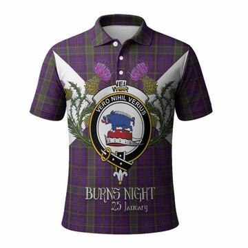 Weir Tartan Family Crest Polo Shirt Scottish Burns Night Thistle Floral