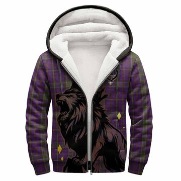 Weir Tartan Family Crest Sherpa Hoodie Crowned Lion Roaring