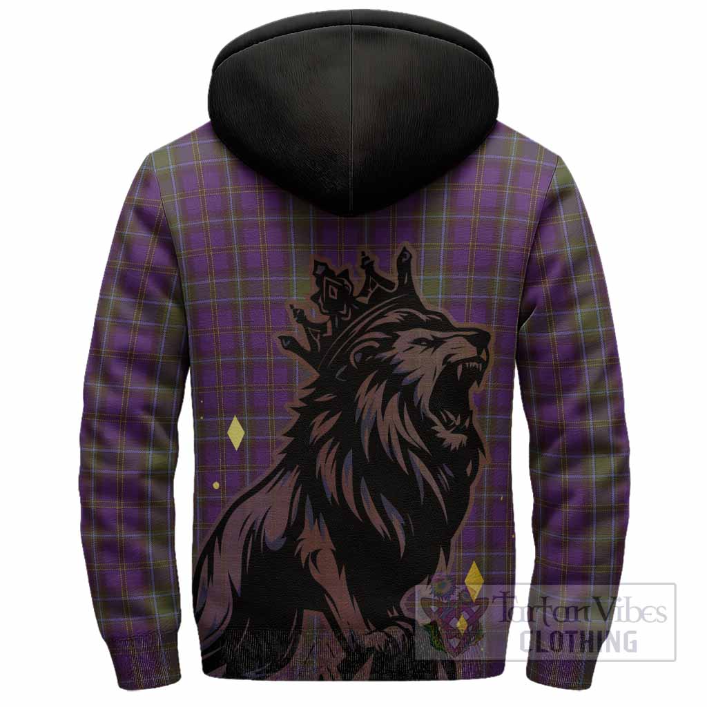 Weir Tartan Family Crest Sherpa Hoodie Crowned Lion Roaring
