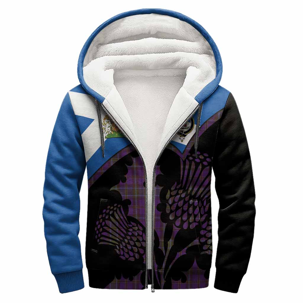 Weir Tartan Family Crest Sherpa Hoodie Scotland Thistle Floral Flag Style