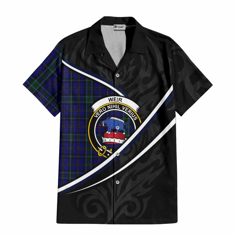 Weir Tartan Family Crest Short Sleeve Button Shirt Celtic Scottish Thistle Floral - Tartan Vibes Clothing