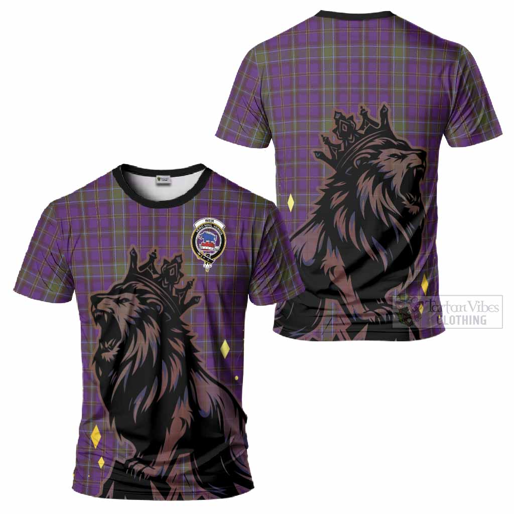 Weir Tartan Family Crest T-Shirt Crowned Lion Roaring