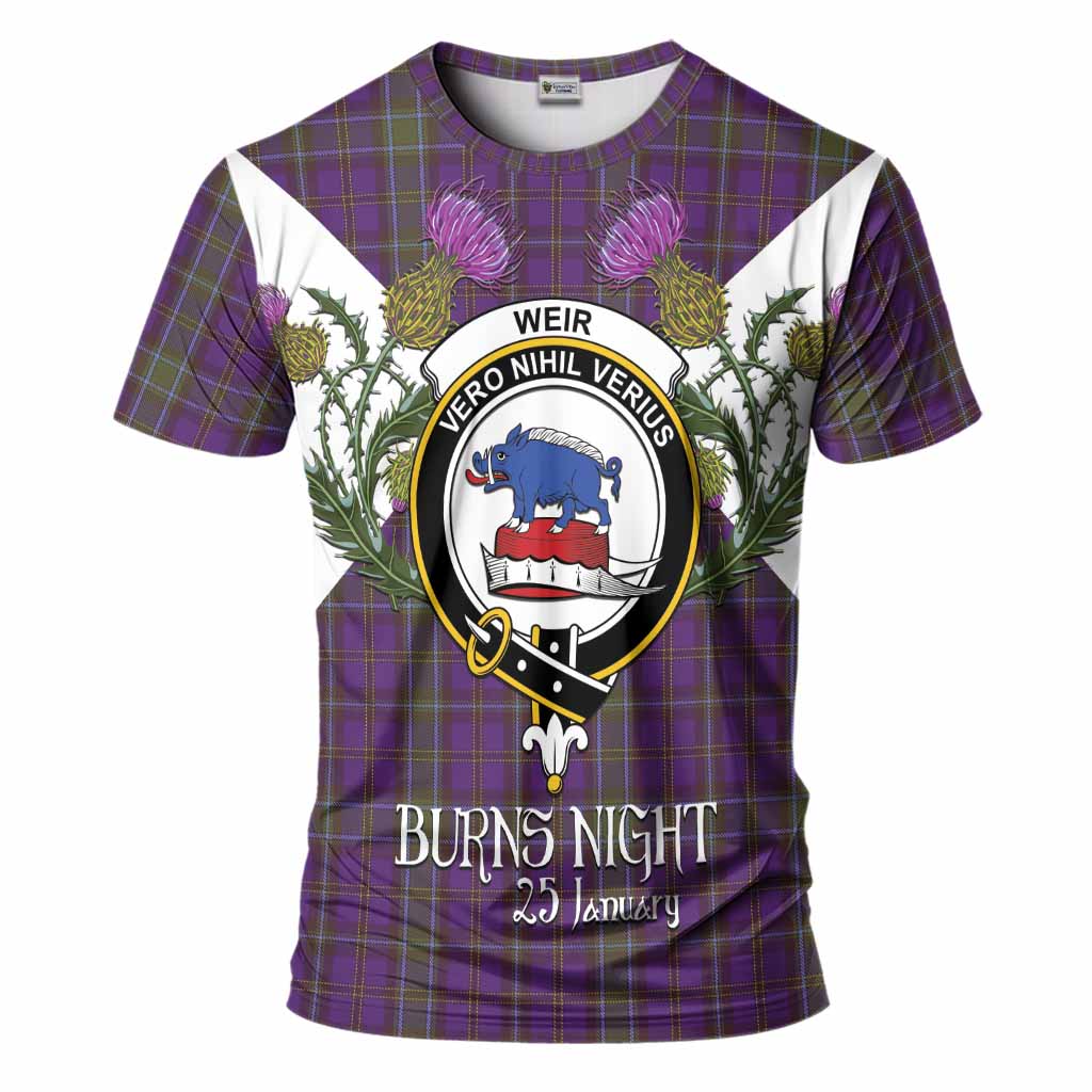 Weir Tartan Family Crest T-Shirt Scottish Burns Night Thistle Floral