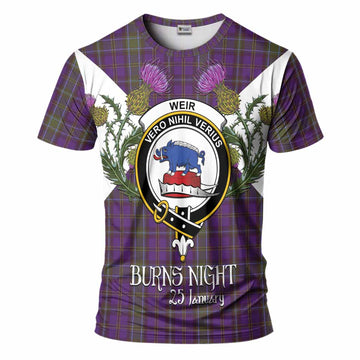 Weir Tartan Family Crest T-Shirt Scottish Burns Night Thistle Floral