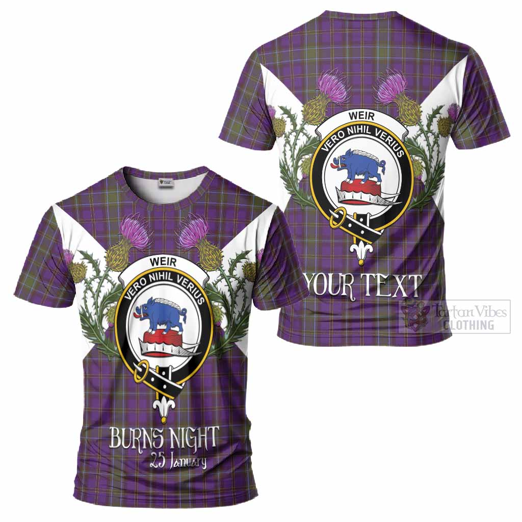 Weir Tartan Family Crest T-Shirt Scottish Burns Night Thistle Floral