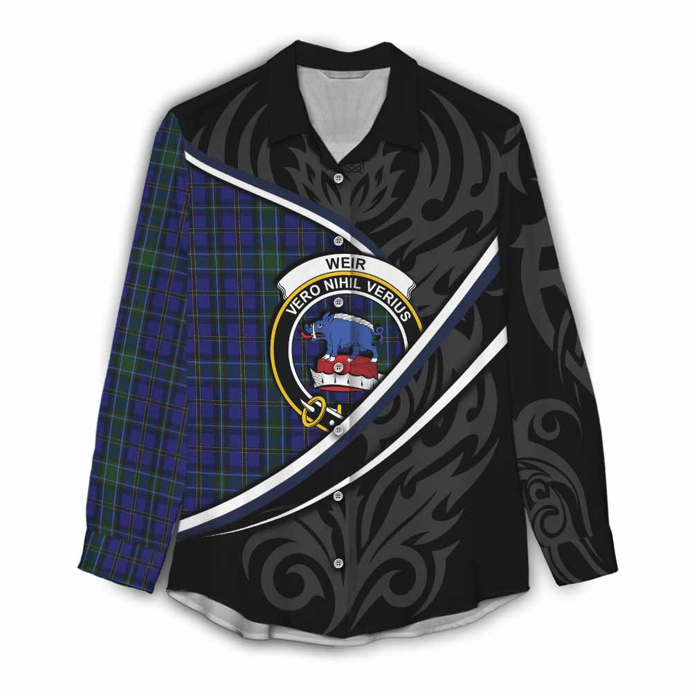 Weir Tartan Family Crest Women Casual Shirt Celtic Scottish Thistle Floral - Tartan Vibes Clothing