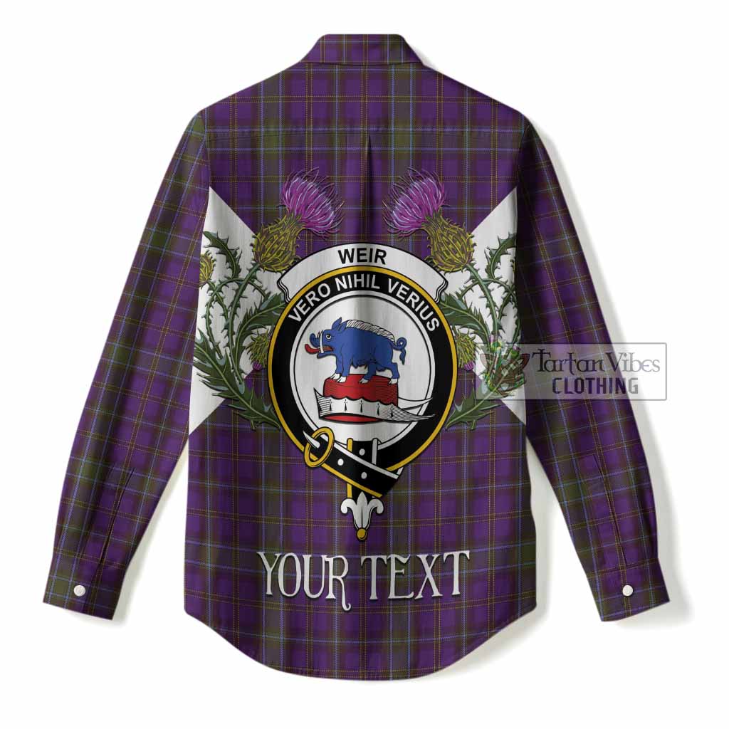 Weir Tartan Family Crest Women Casual Shirt Scottish Burns Night Thistle Floral