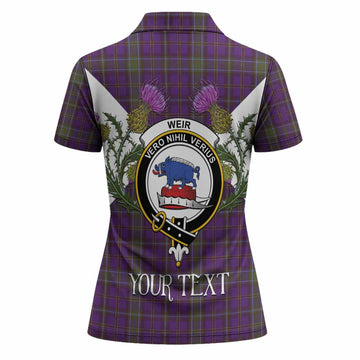 Weir Tartan Family Crest Women Polo Shirt Scottish Burns Night Thistle Floral