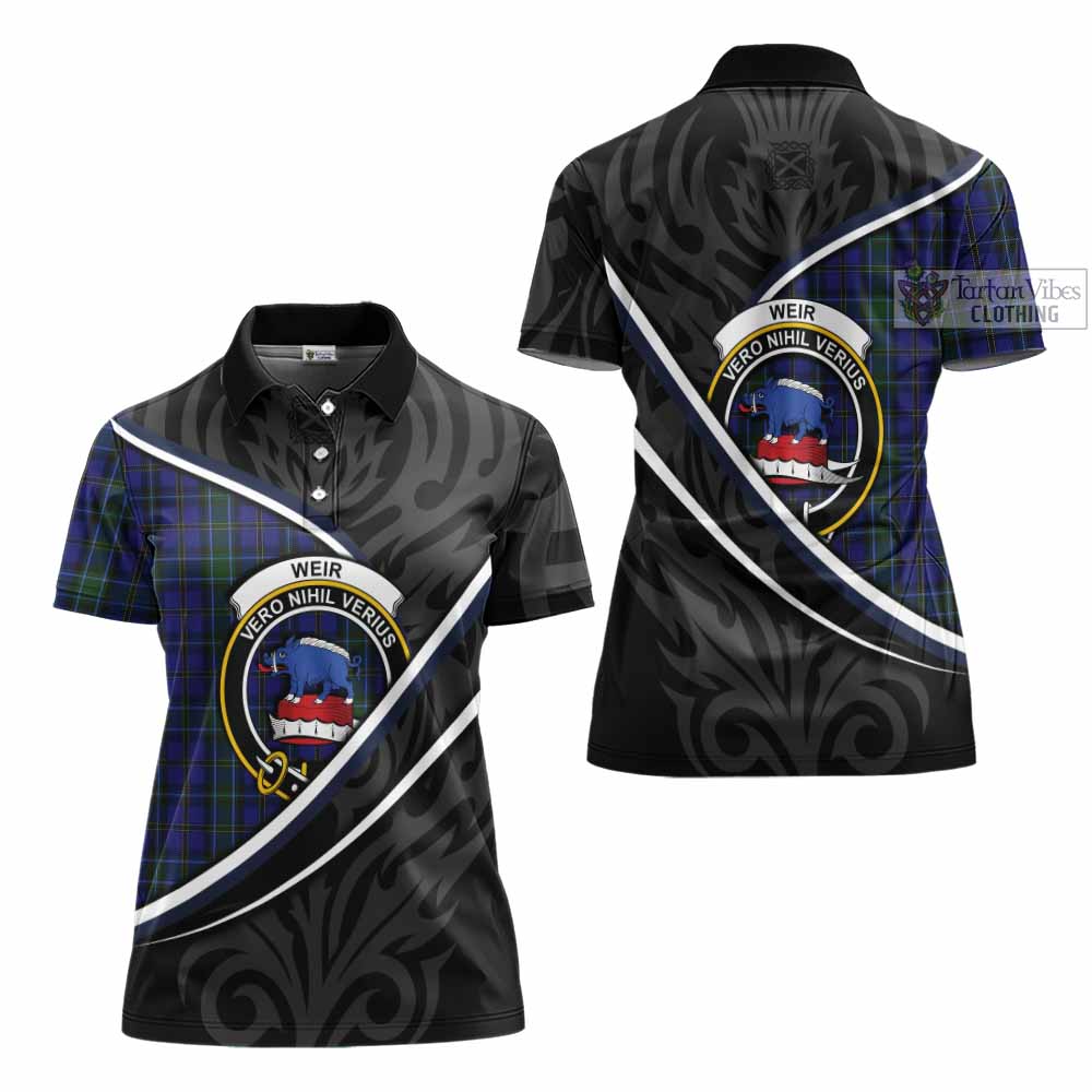 Weir Tartan Family Crest Women's Polo Shirt Celtic Scottish Thistle Floral - Tartan Vibes Clothing