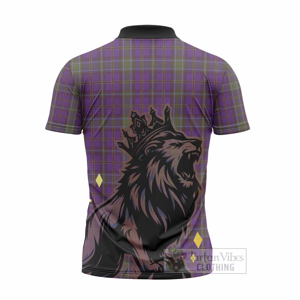 Weir Tartan Family Crest Zipper Polo Shirt Crowned Lion Roaring