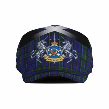 Weir Tartan Flat Cap, Jeff Cap Alba Gu Brath Unicorn Crest