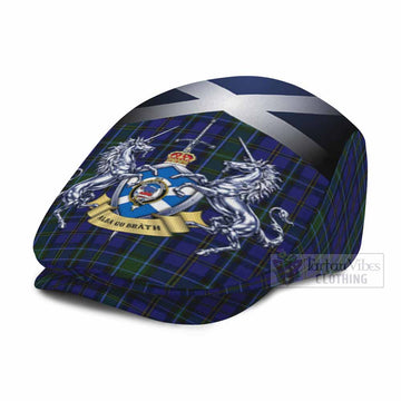 Weir Tartan Flat Cap, Jeff Cap Alba Gu Brath Unicorn Crest