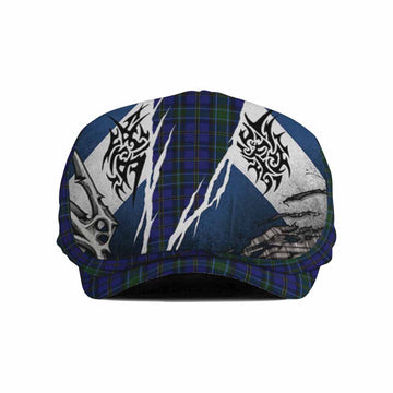 Weir Tartan Flat Cap, Jeff Cap Scotland Flag Ripped Tribal Design
