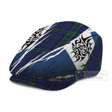Weir Tartan Flat Cap, Jeff Cap Scotland Flag Ripped Tribal Design
