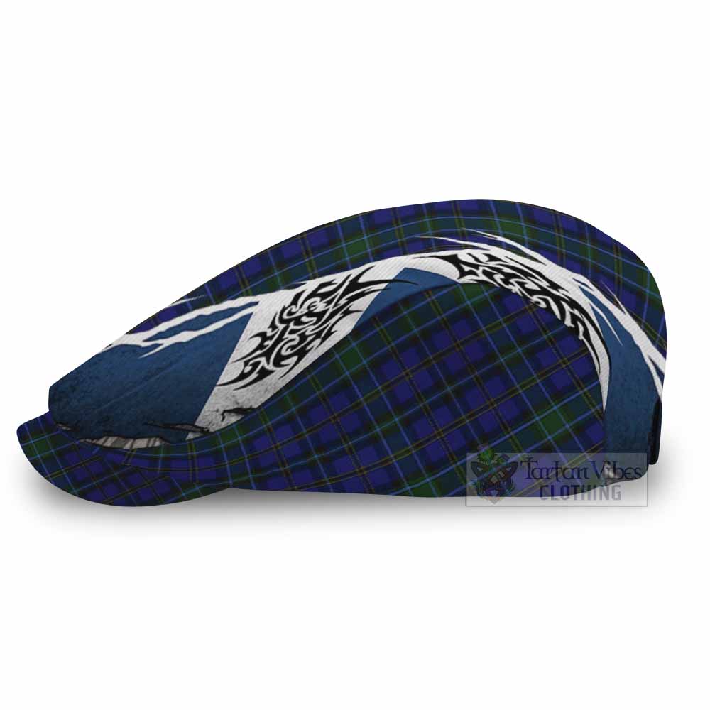 Weir Tartan Flat Cap, Jeff Cap Scotland Flag Ripped Tribal Design