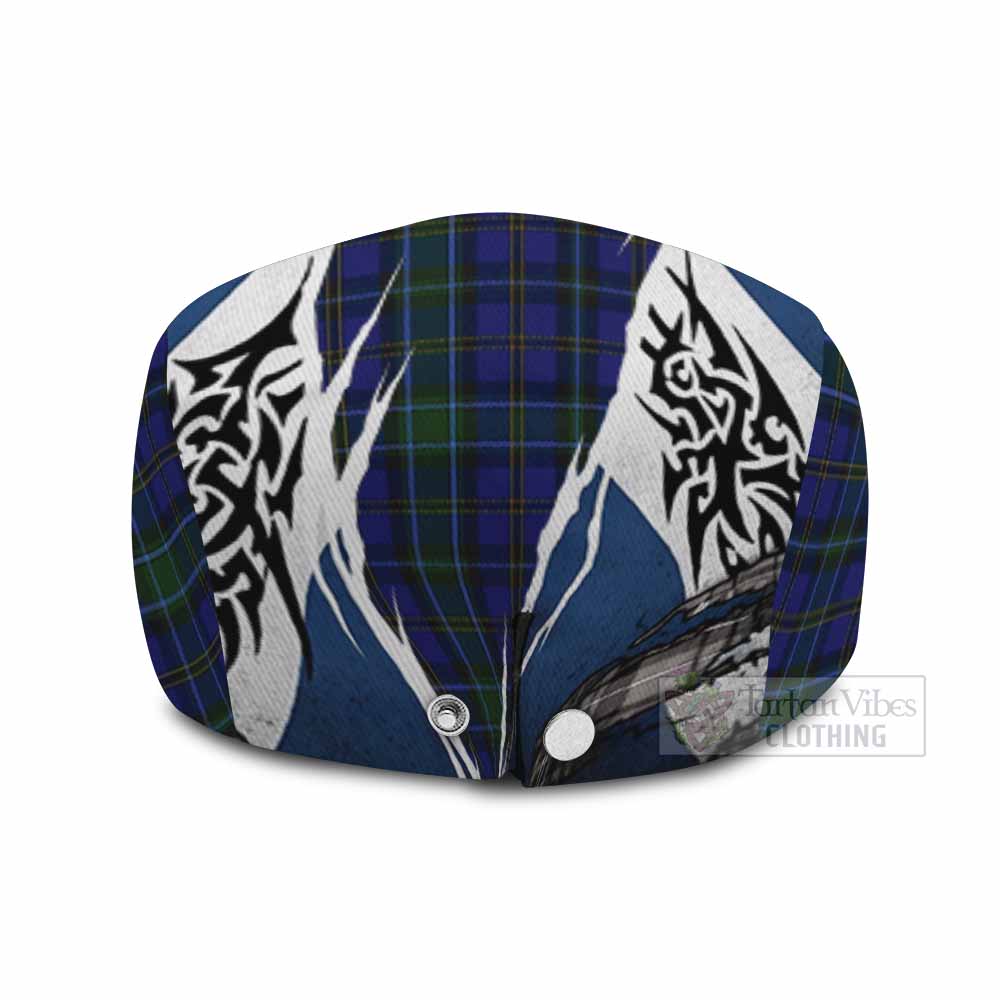 Weir Tartan Flat Cap, Jeff Cap Scotland Flag Ripped Tribal Design