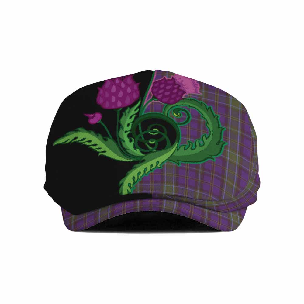 Weir Tartan Flat Cap, Jeff Cap Traditional Scottish Thistle