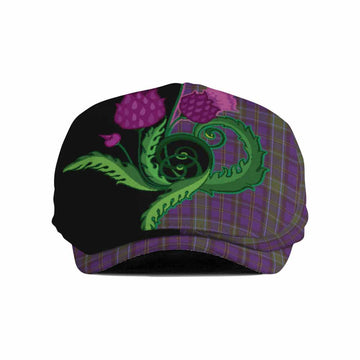 Weir Tartan Flat Cap, Jeff Cap Traditional Scottish Thistle