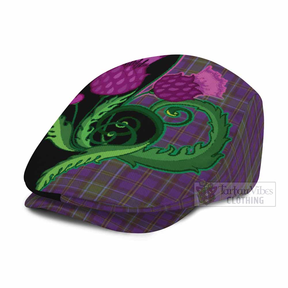 Weir Tartan Flat Cap, Jeff Cap Traditional Scottish Thistle