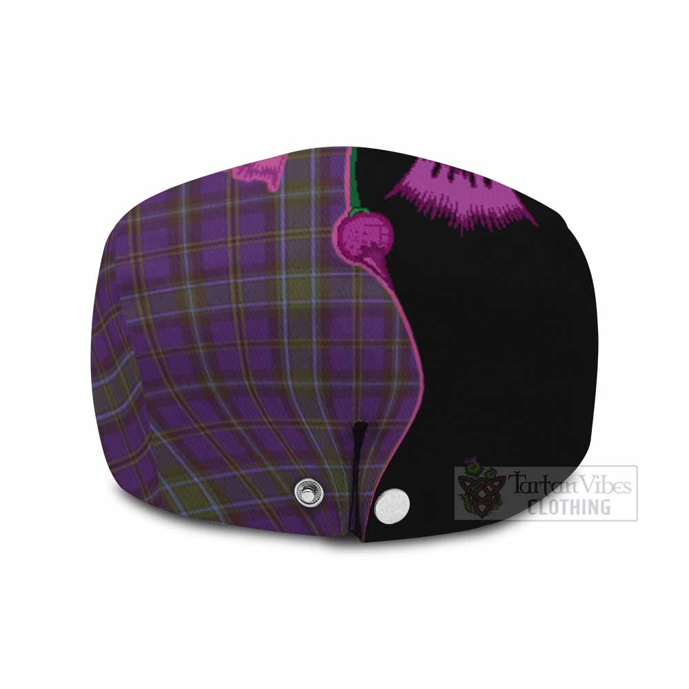 Weir Tartan Flat Cap, Jeff Cap Traditional Scottish Thistle