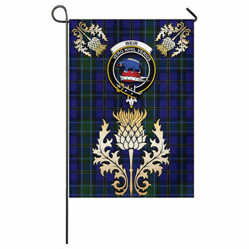 Weir Tartan Garden Flag with Golden Regal Scottish Thistle Emblem