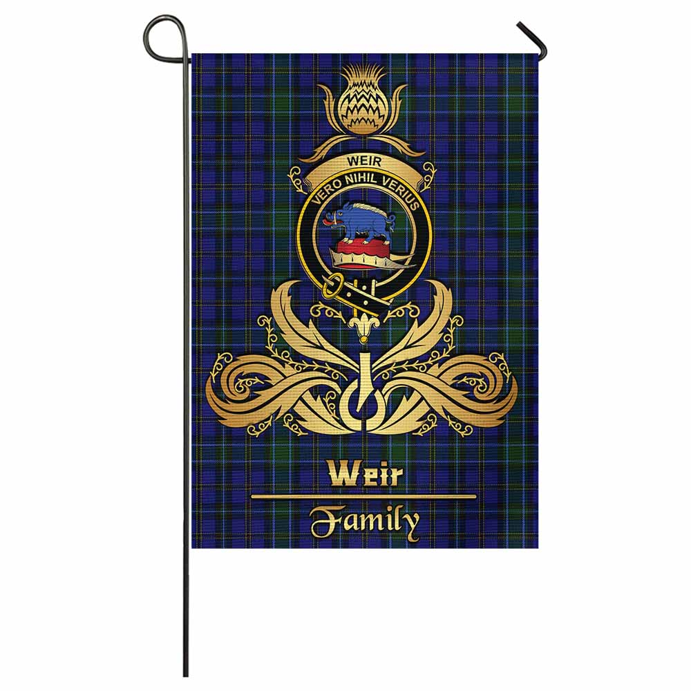 Weir Tartan Garden Flag with Highland Thistle Cherish Family Crest Style - Tartan Vibes Clothing