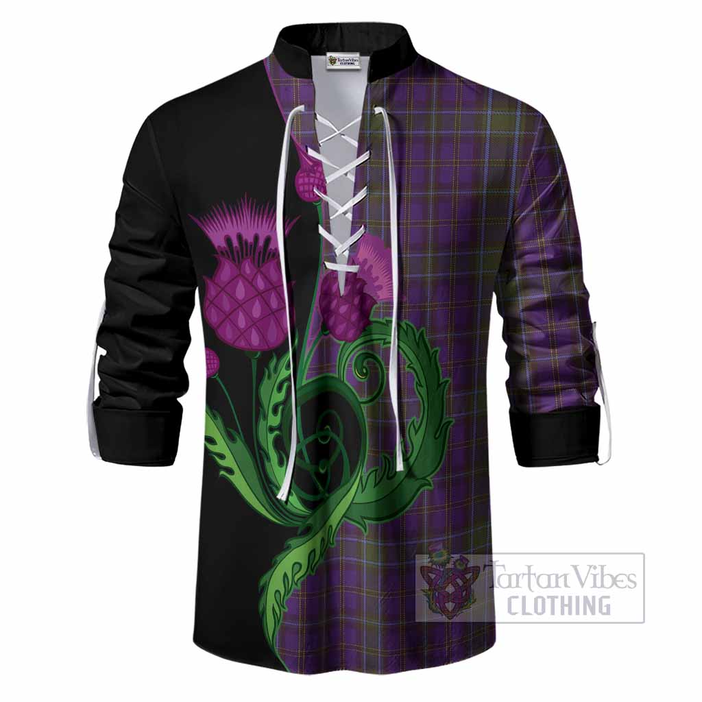Weir Tartan Ghillie Shirt Traditional Scottish Thistle