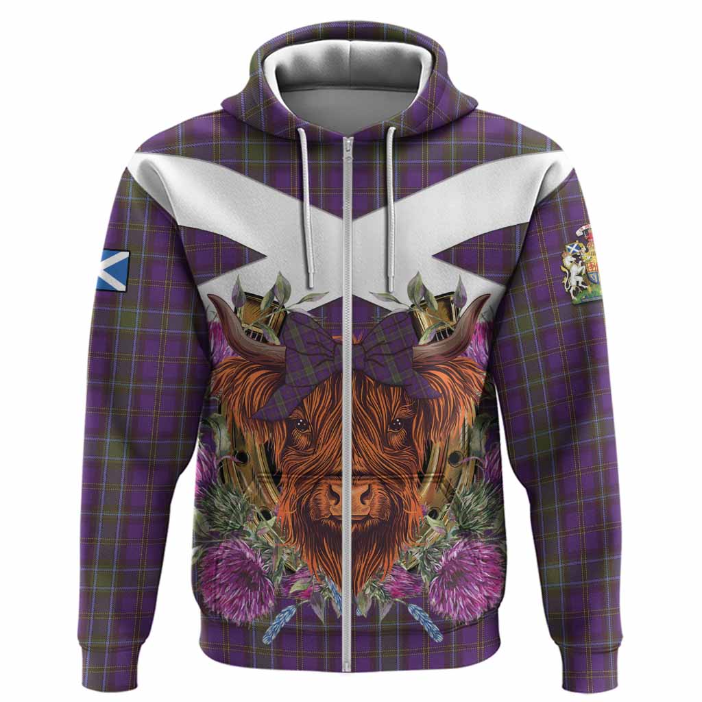 Weir Tartan Hoodie Scottish Thistle Heilan Coo