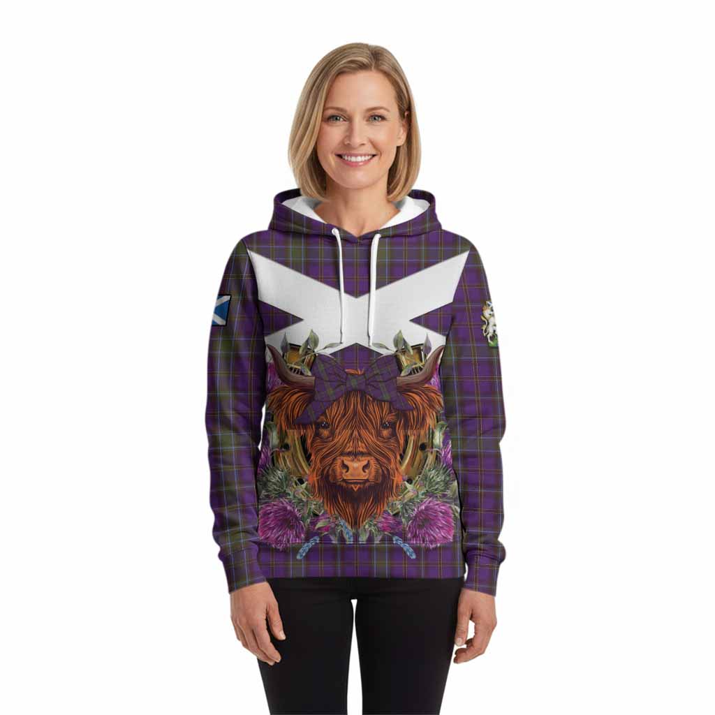 Weir Tartan Hoodie Scottish Thistle Heilan Coo