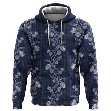 Weir Tartan Hoodie Seamless Scottish Thistle Flowers