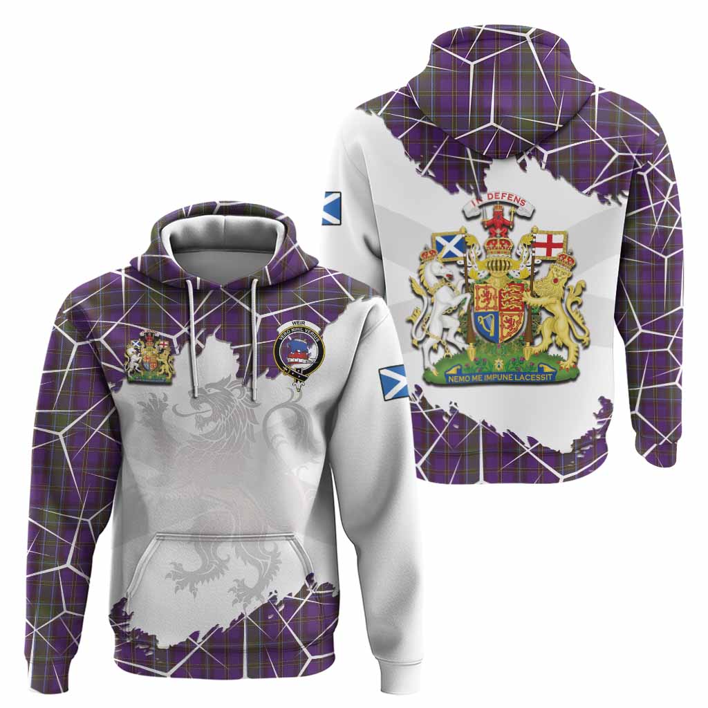 Weir Tartan Hoodie with Family Crest and Lion Rampant Grunge Style