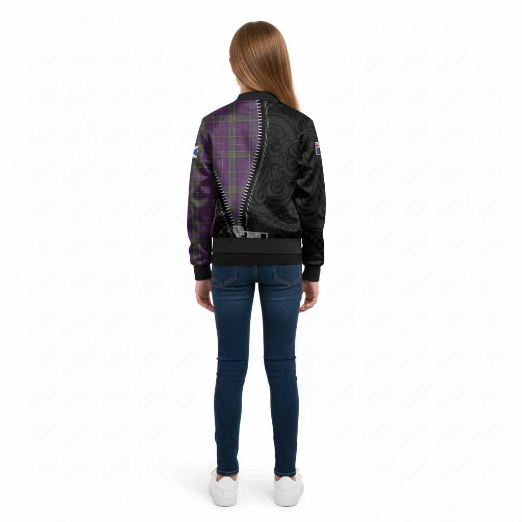 Weir Tartan Kid Bomber Jacket New Zealand Pattern Unique Zipper Stylized