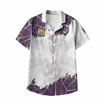 Weir Tartan Kid Hawaiian Shirt with Family Crest and Lion Rampant Grunge Style
