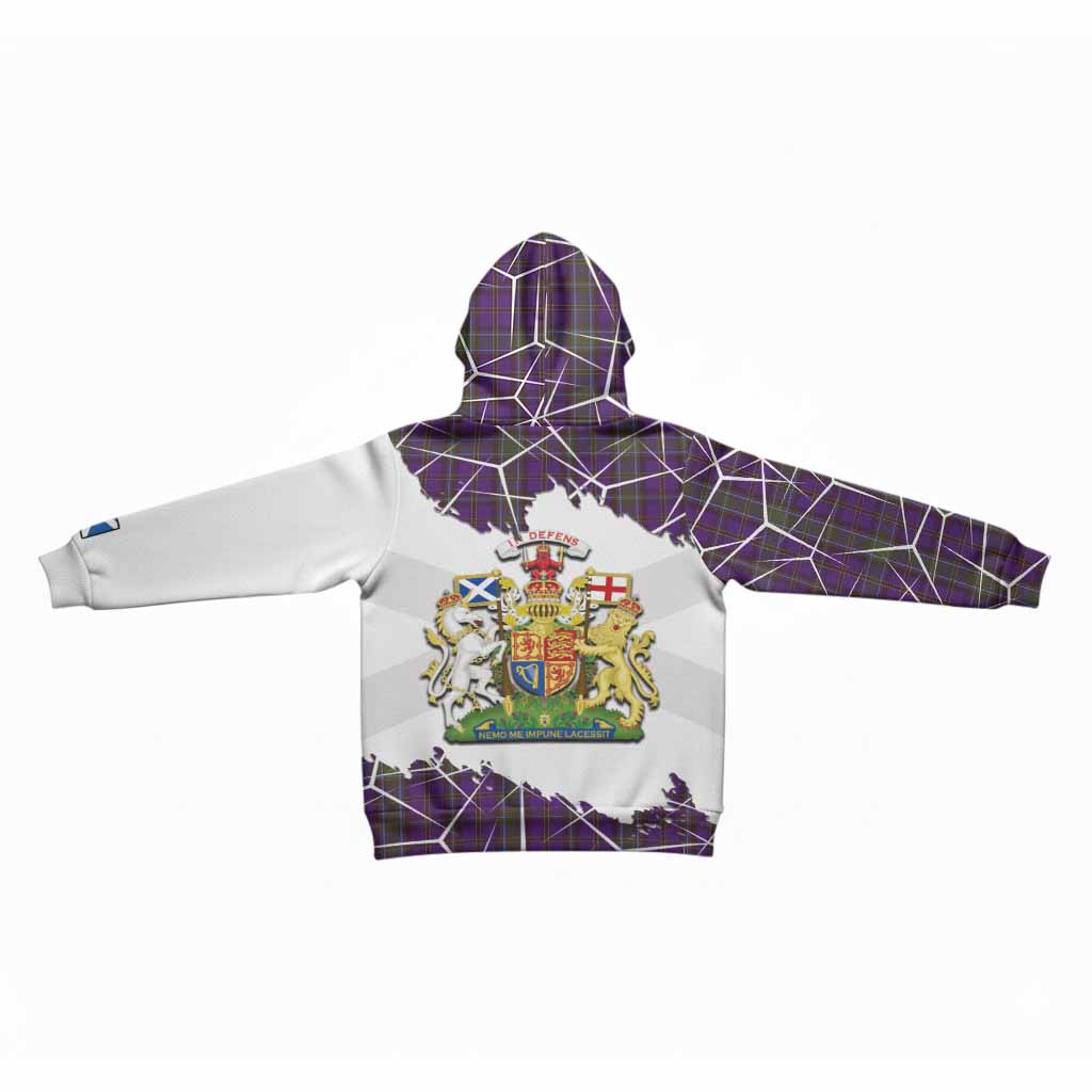Weir Tartan Kid Hoodie with Family Crest and Lion Rampant Grunge Style