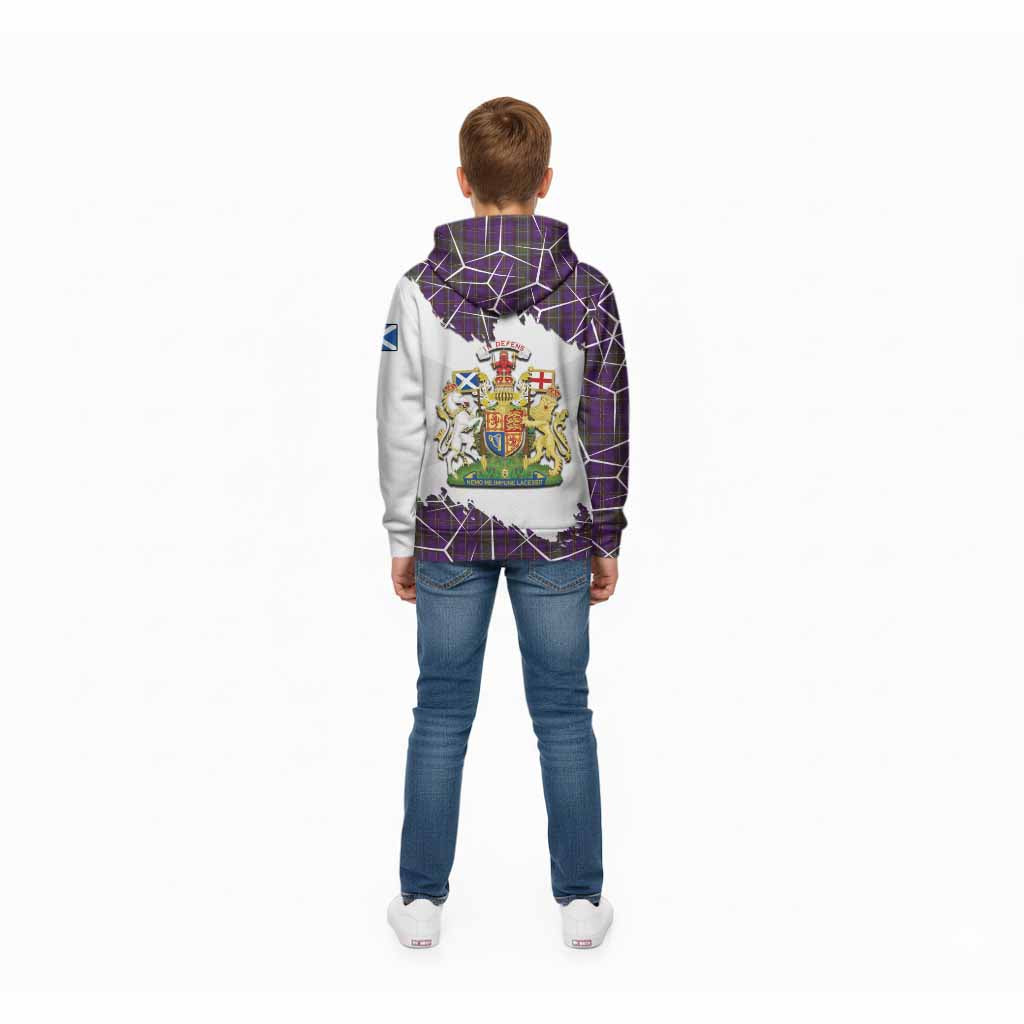 Weir Tartan Kid Hoodie with Family Crest and Lion Rampant Grunge Style