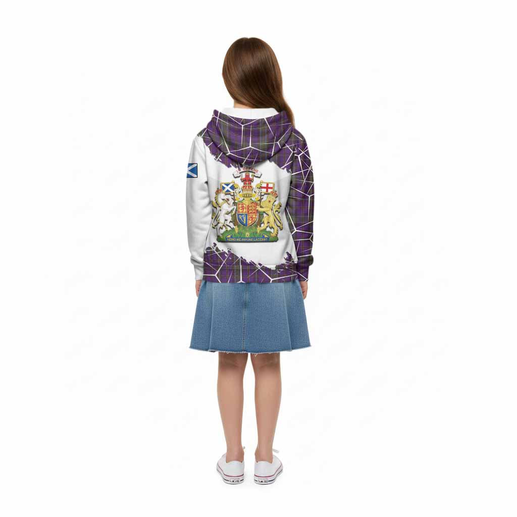Weir Tartan Kid Hoodie with Family Crest and Lion Rampant Grunge Style