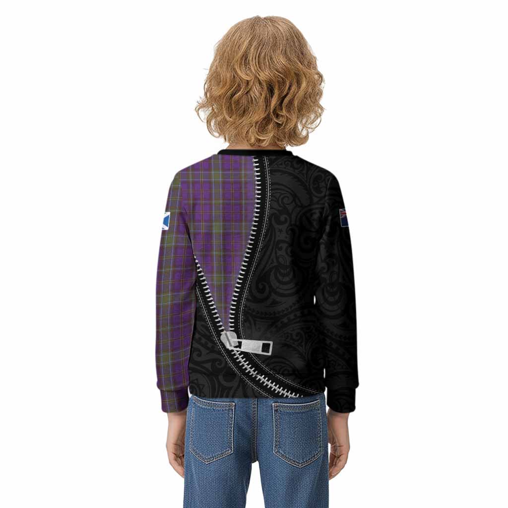 Weir Tartan Kid Knitted Sweatshirt New Zealand Pattern Unique Zipper Stylized