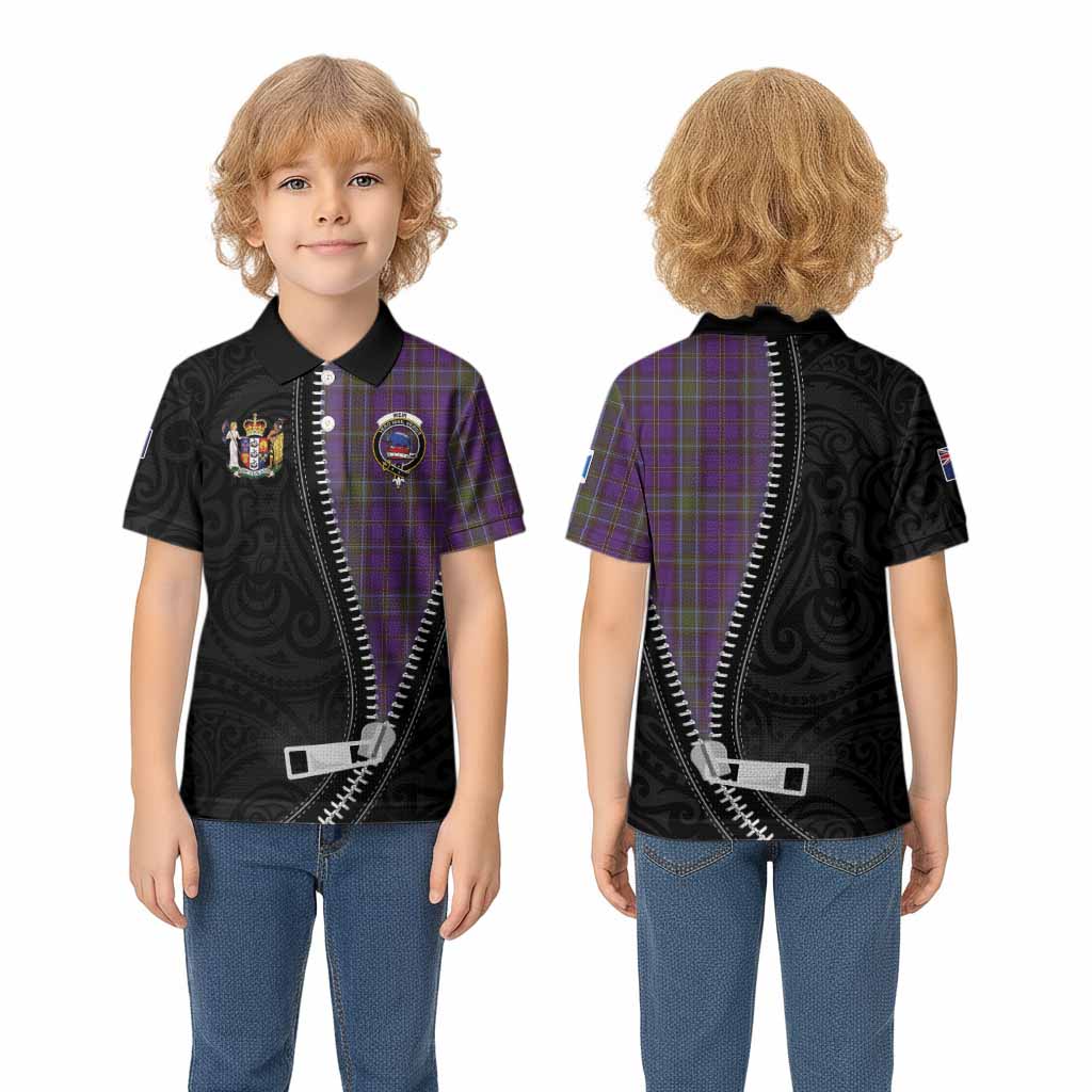 Weir Tartan Kid Polo Shirt New Zealand Pattern Unique Zipper Stylized