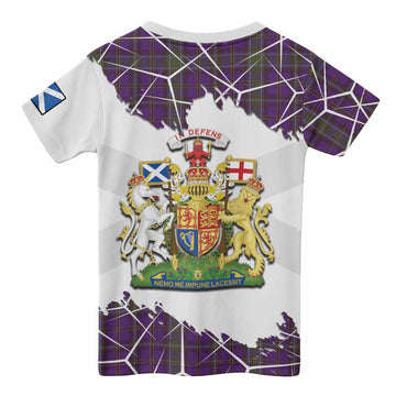 Weir Tartan Kid T-shirt with Family Crest and Lion Rampant Grunge Style