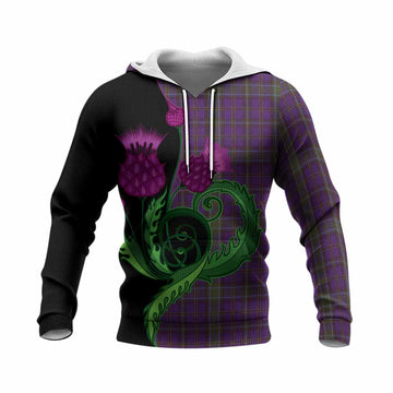 Weir Tartan Knitted Hoodie Traditional Scottish Thistle