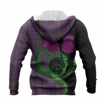 Weir Tartan Knitted Hoodie Traditional Scottish Thistle